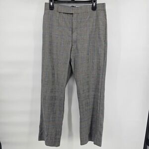 Major Glen Plaid Trousers Mens 31x28 Grey Blue Check Straight Leg Tailored Pants